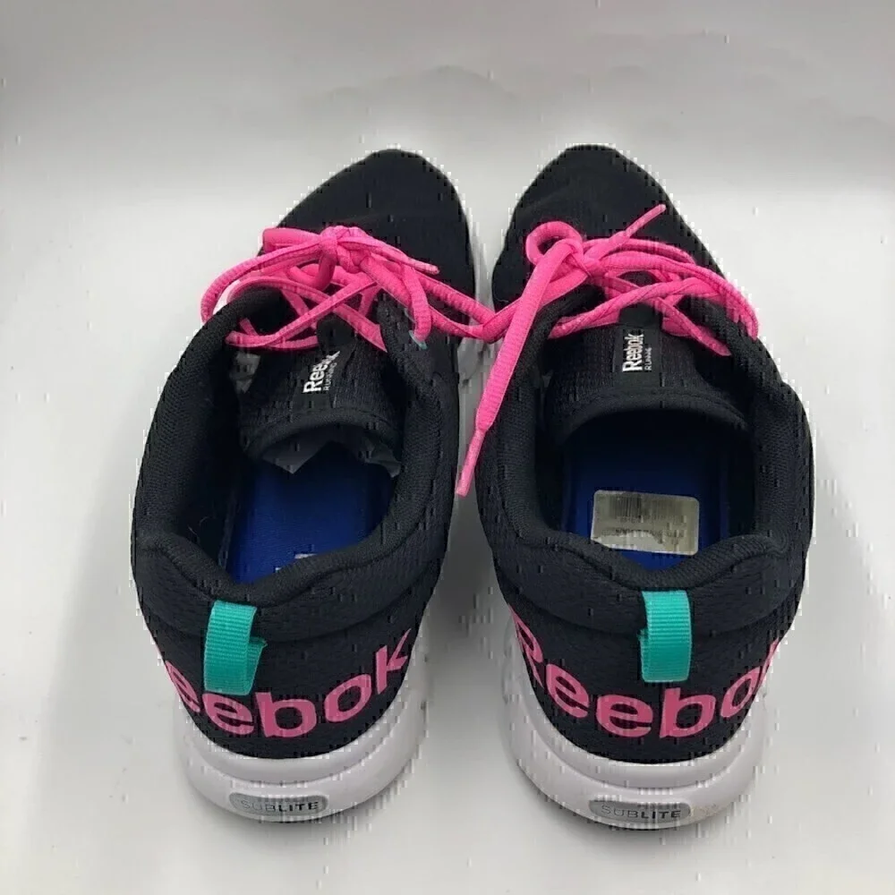Reebok Women's Black Running Athletic Shoes Hot Pink Accents Sublite Size 12